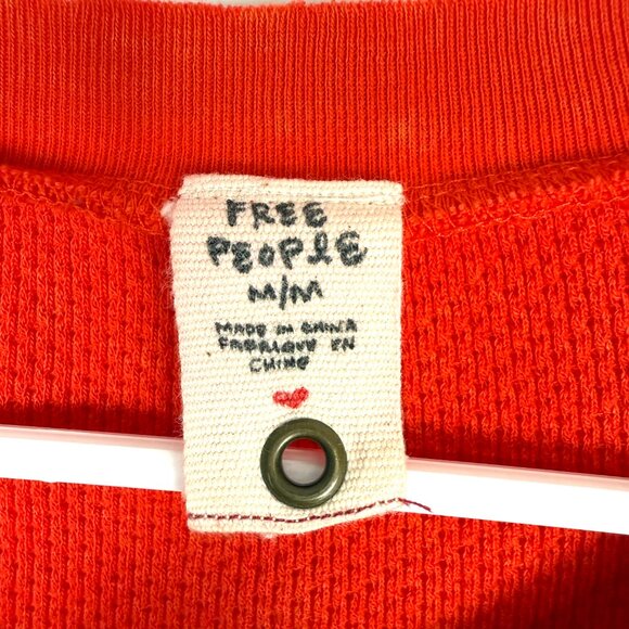 FREE PEOPLE long sleeve thermal shirt, Orange, long sleeves, size Medium, casual - Picture 5 of 5